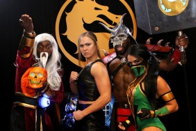 Kofi Kingston, Ronda Rousey, Xavier Woods, and Zelina Vega