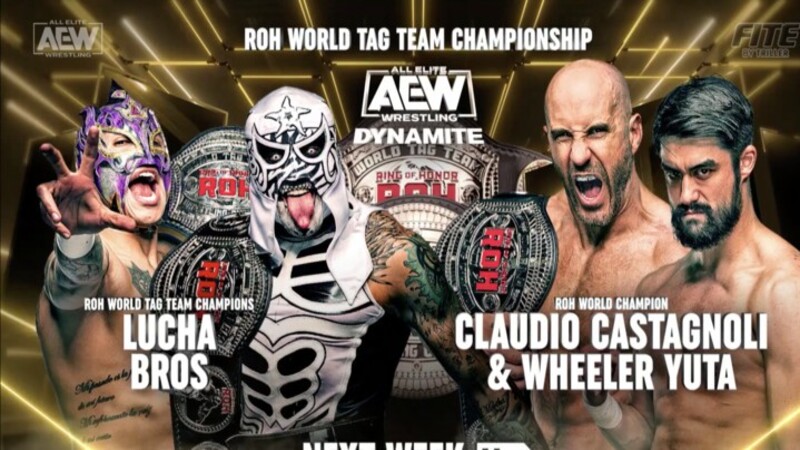 ROH World Tag Team Championship Lucha Bros Claudio Castagoli Wheeler Yuta AEW Dynamite