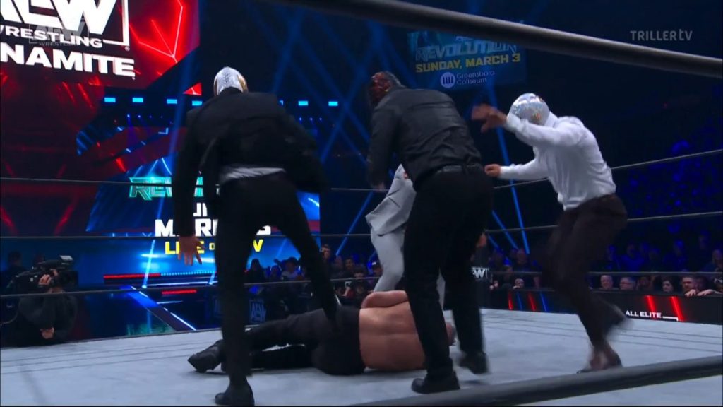 CMLL stars attacking Jon Moxley AEW Dynamite