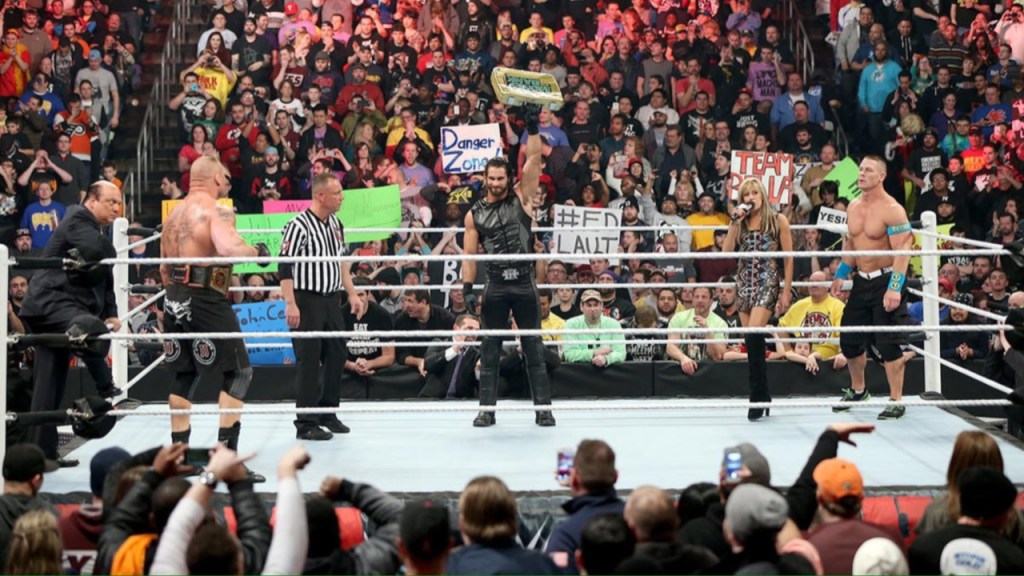 Seth Rollins vs. Brock Lesnar vs. John Cena