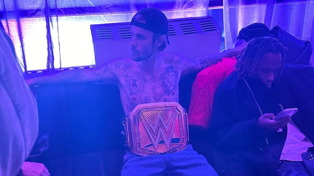Justin Bieber, Khloé Kardashian, T-Pain, Jelly Roll, More Pictured With WWE Golden Title