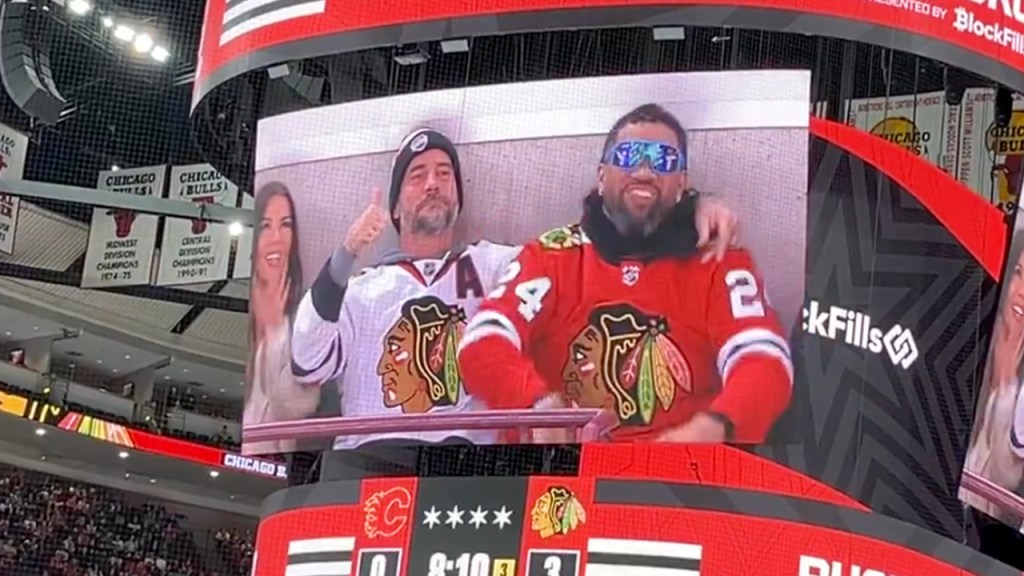 CM Punk Attends Blackhawks Game With Jey Uso & Jackie Redmond
