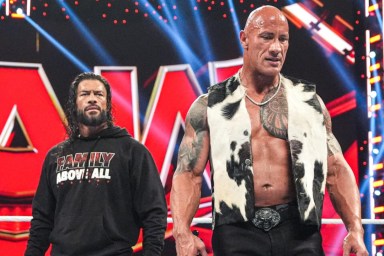 Roman Reigns and The Rock on the final RAW before WrestleMania 40