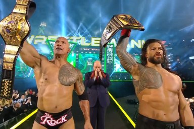 The Rock Roman Reigns Cody Rhodes WWE WrestleMania 40