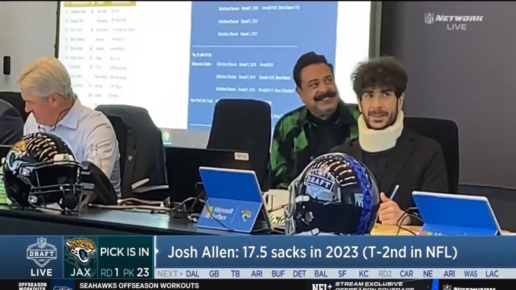 Tony Khan Wears A Neck Brace During The NFL Draft