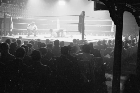 black and white wrestling ring