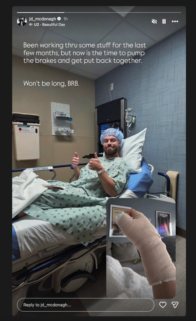 WWE JD McDonagh surgery update