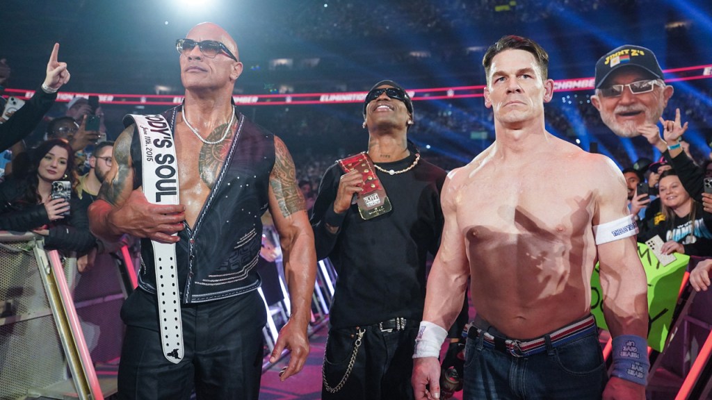 Dwayne "The Rock" Johnson, Travis Scott, and John Cena