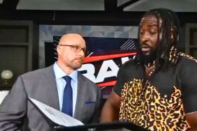 Adam Pearce with Oba Femi on WWE RAW