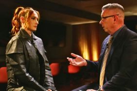 Becky Lynch and Michael Cole during an interview