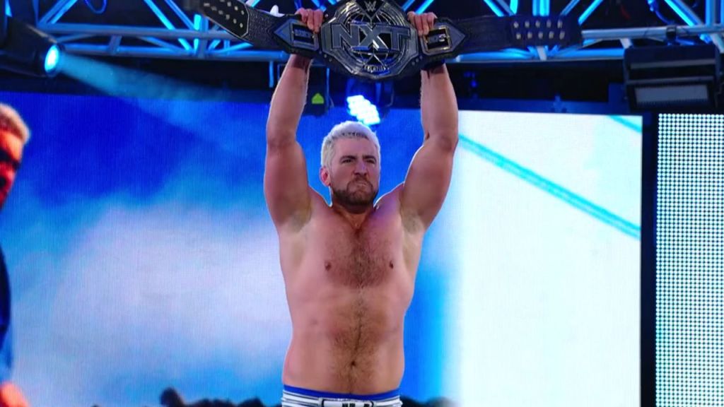 WWE NXT Champion match Joe Hendry with the title
