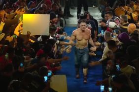 John Cena exiting after his loss to Gunther at WWE Saturday Night's Main Event