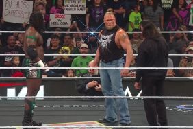 Brock Lesnar, Oba Femi and Seth Rollins on WWE RAW