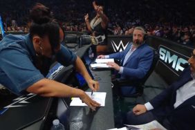 Nia Jax drawing on Joe Tessitore's notes on WWE SmackDown