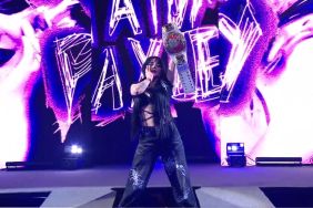 Blake Monroe dragging Tatum Paxley under entrance ramp on WWE NXT