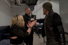 Renee Paquette with Adam Copeland and Christian Cage in AEW Dynamite