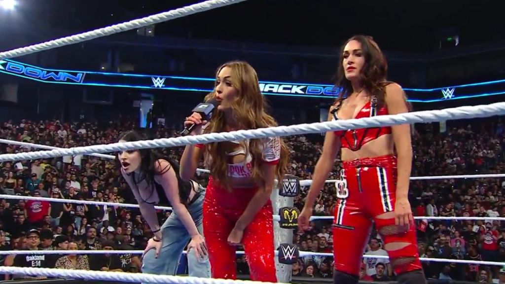 Nikki and Brie Bella with Paige on WWE SmackDown