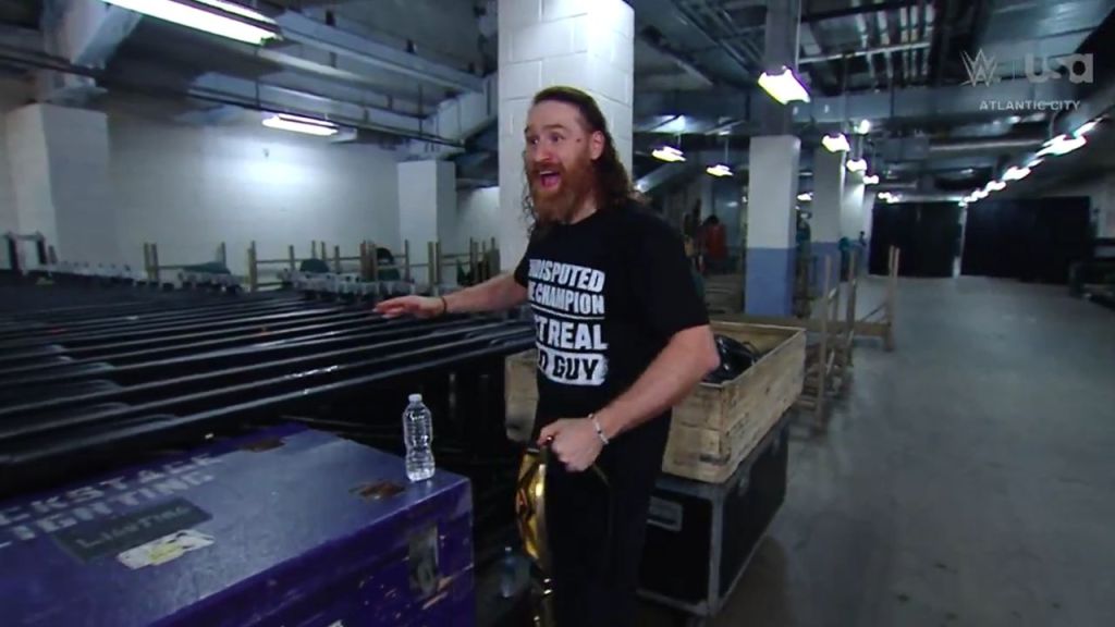 Sami Zayn with WWE title on SmackDown