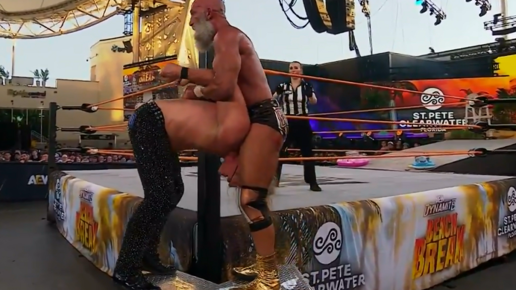 WATCH: Chris Jericho Goes Face-First on Steel Steps on AEW Dynamite Beach Break