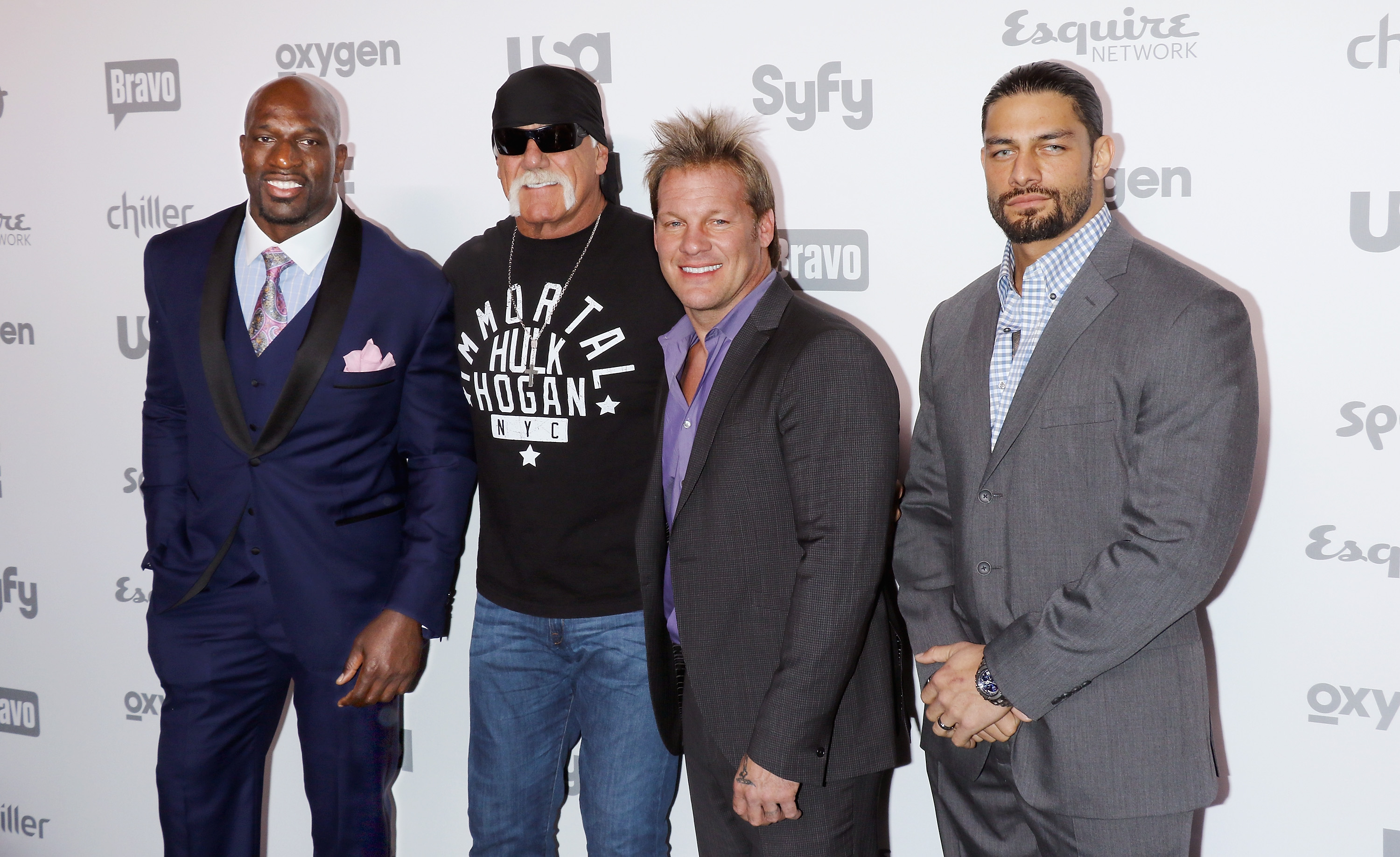 Hulk Hogan, Chris Jericho, Titus O'Neil & Roman Reigns